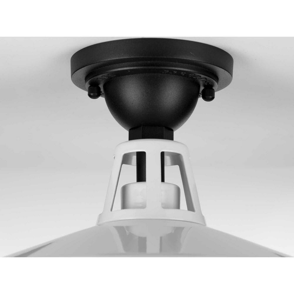 White Aluminum Industrial-Style Semi-Flush Mount Ceiling Light
