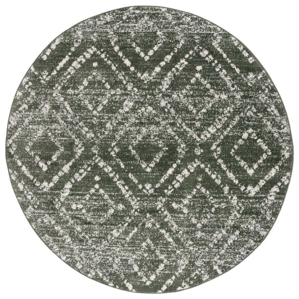 SAFAVIEH Adirondack Dark Green/Ivory 6 ft. x 6 ft. Multi-Diamonds Round Area Rug