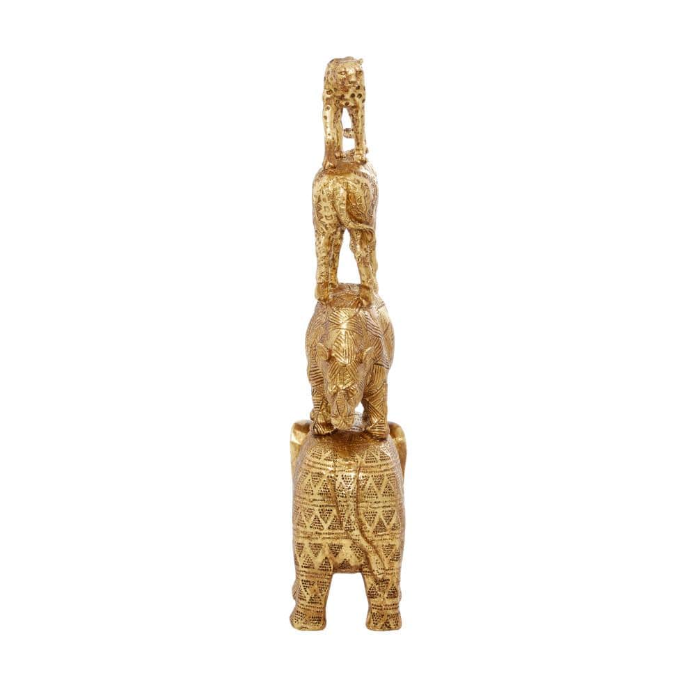 Elegant Gold Resin Elephant Sculpture 24" Decor Accent