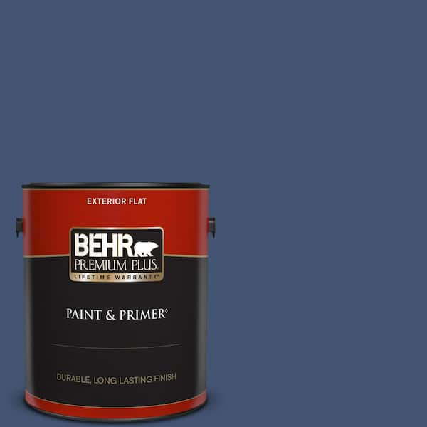 BEHR PREMIUM PLUS 1 gal. Home Decorators Collection #HDC-CL-26 Champlain Blue Flat Exterior Paint & Primer