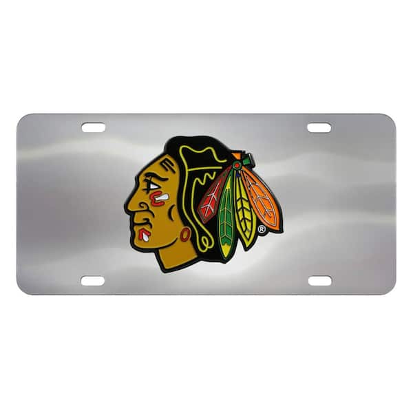 FANMATS 6 in. x 12 in. NHL Chicago Blackhawks Stainless Steel Die Cast License Plate