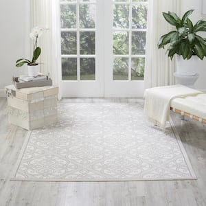 Lace It Up Stone 8 ft. x 11 ft. Geometric Modern Indoor/Outdoor Patio Area Rug