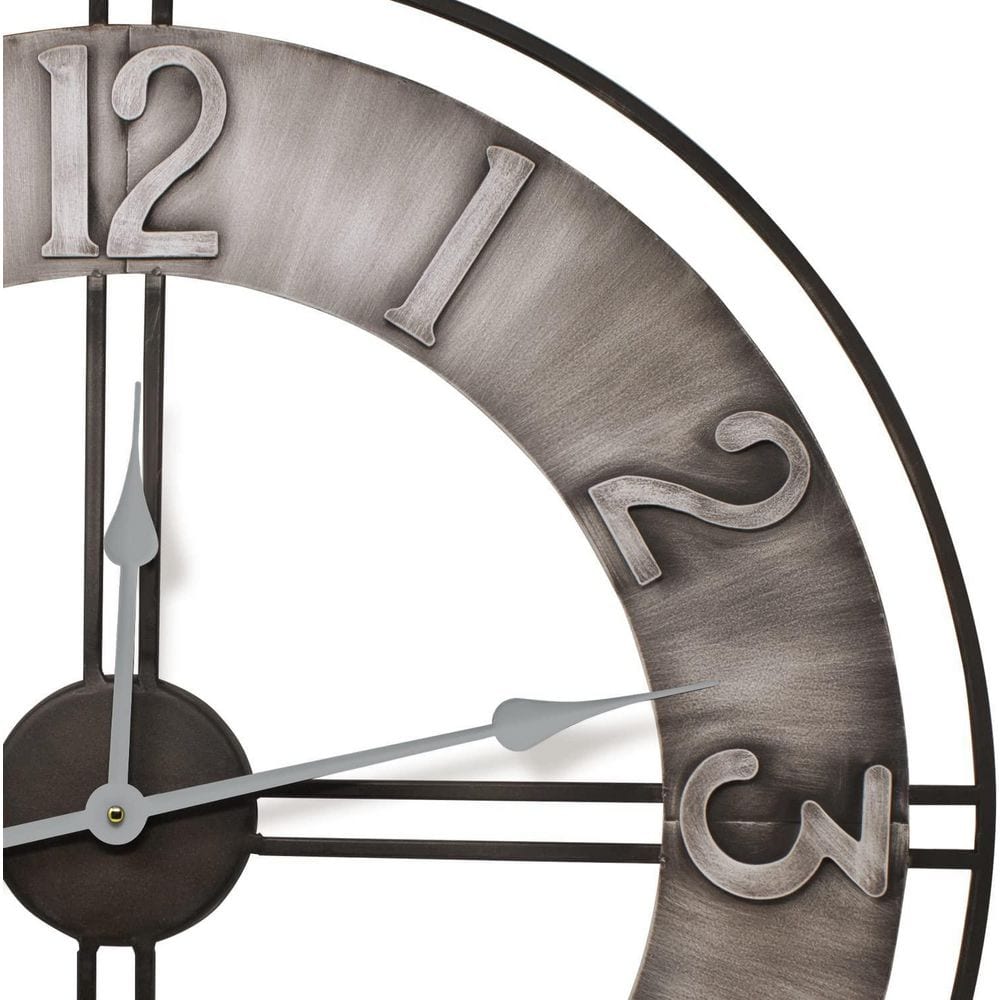 Sorbus 24" Distressed Gray Oversized Metal Wall Clock