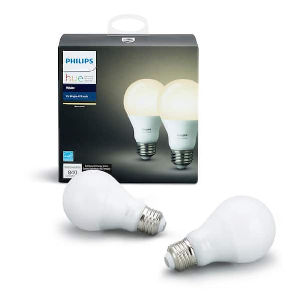 Philips Hue White A19 LED 60W Equivalent Dimmable Smart Wireless Light Bulb (2 Pack)