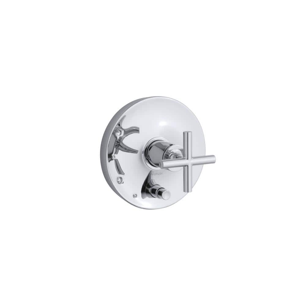 Polished Chrome Cross Handle Shower Valve Trim with Diverter