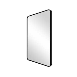 Modern 24 in. W x 36 in. H Rectangular Rounded Corner Metal Framed Wall Mounted Bathroom Wall Mirror