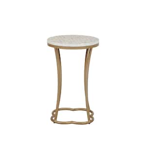 Mina 15" Gold 24"H Round Capiz Shell Accent End Table
