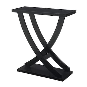 Newport Criss-Cross 31.25 in. Black Rectangle MDF Console Table