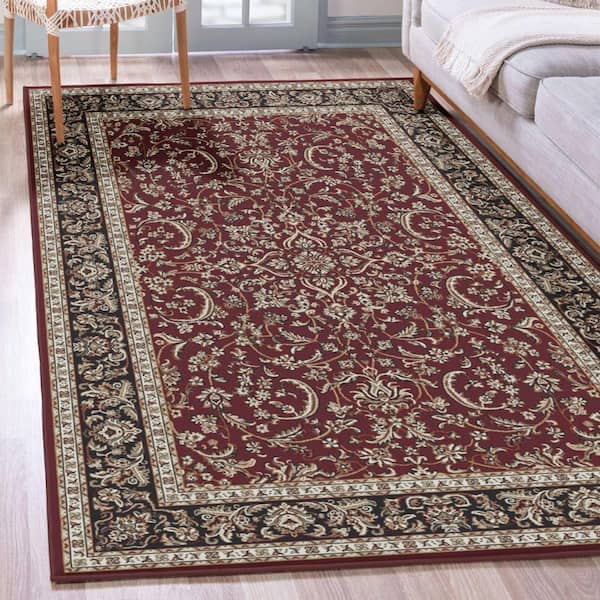Noble Burgundy 8 ft. x 10 ft. Traditional Floral Oriental Area Rug