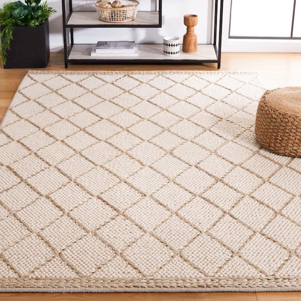 Natura 4 ft. x 6 ft. Ivory/Natural Diamond Border Area Rug