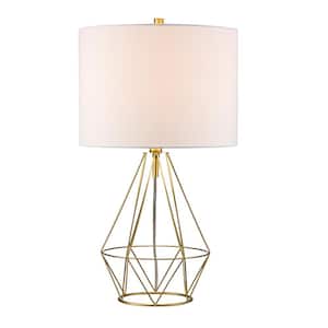 23 in. Gold Indoor Table Lamp with Fabric Shade