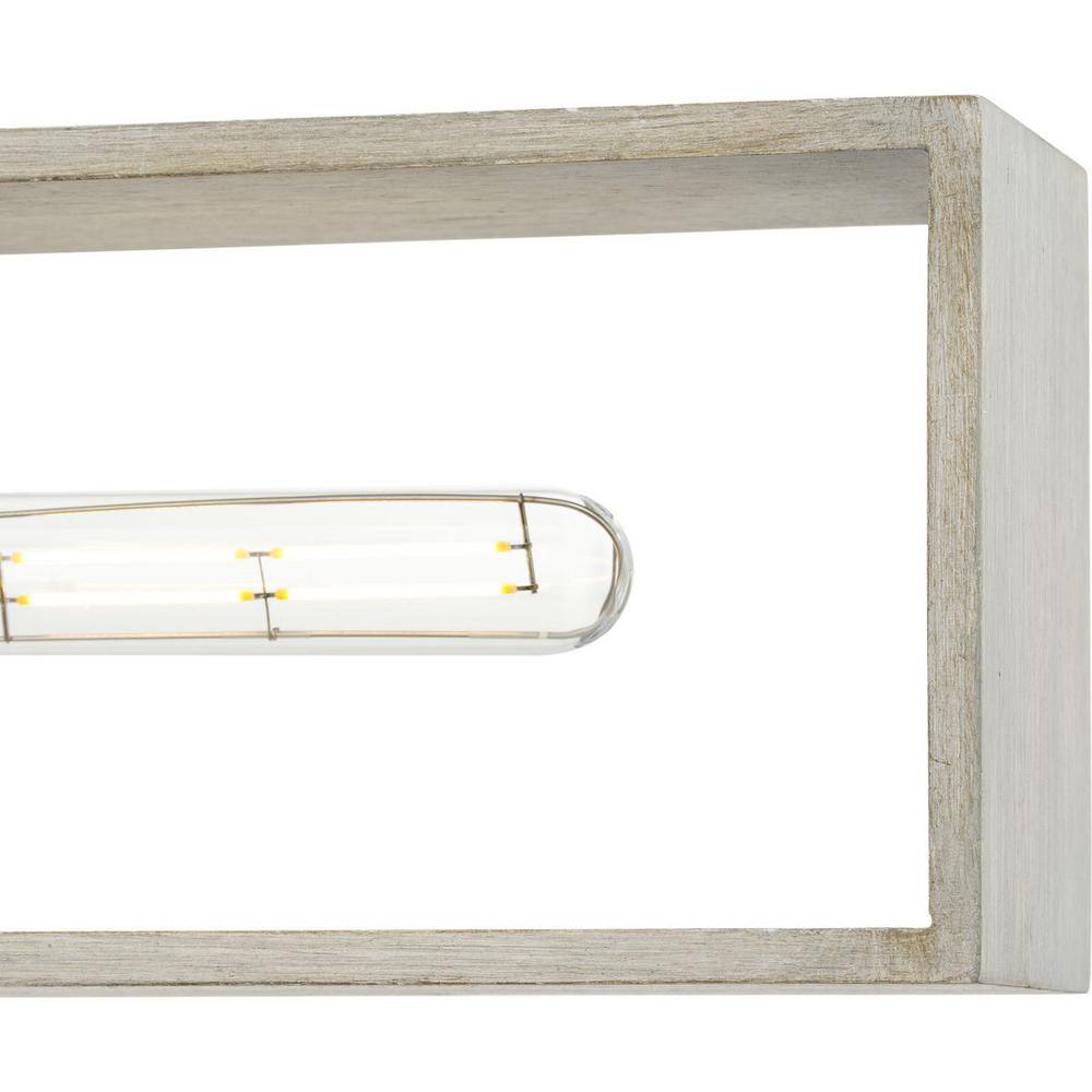 Boundary 4-Light Brushed Nickel and Oak Geometric Chandelier