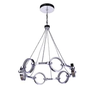 Context 6-Light Dimmable Integrated LED Chrome Finish Ring Shaped Lighting Chandelier Pendant for Kitchen/Dining/Foyer