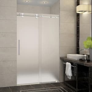 Langham 44 in. to 48 in. x 75 in. Completely Frameless Sliding Shower Door with Frosted Glass in Chrome