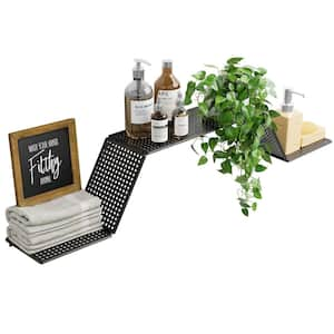 32 in. W x 5.9 in. D Black Adjustable Floating Metal Wall Shelf, Decorative Wall Shelf