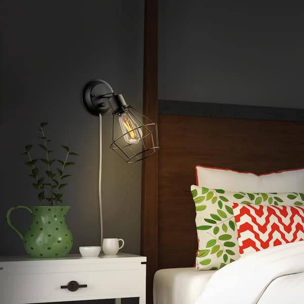 Details about   Contemporary Plug-in Black Wall Sconce Globe Shade Indoor Wall Light LED Fixture 