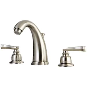 Royale 8 in. Widespread 2-Handle Bathroom Faucets with Plastic Pop-Up in Brushed Nickel