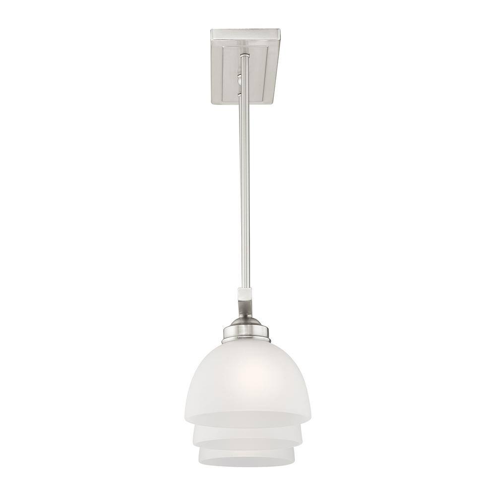 Somerset 3-Light Brushed Nickel Island Pendant with Satin Glass