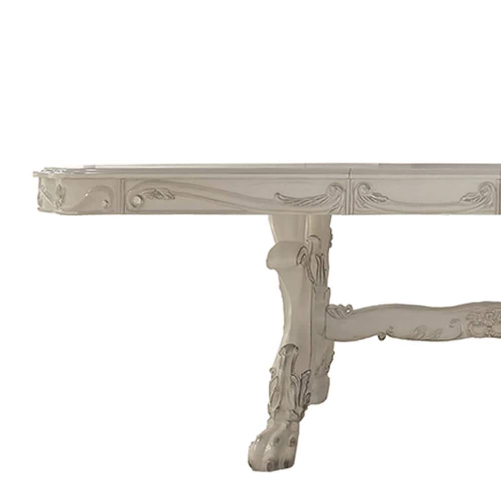 Elegant Dresden 108-inch Bone White Extendable Dining Table
