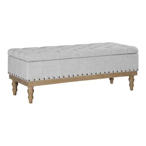 Landis 51 in. Dove Grey Storage Bedroom Bench with Brushed Legs