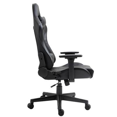 Office Ergonomic Swivel Black Faux Leather Gaming Chair with 3D Adjustable Armrest