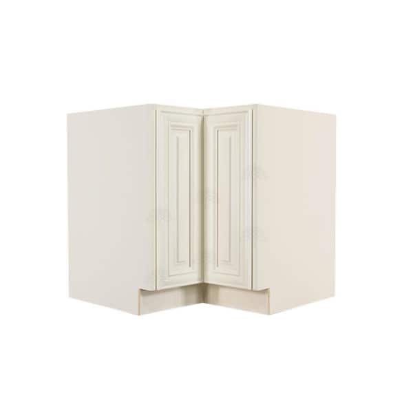 LIFEART CABINETRY Princeton Assembled 36 in. x 34.5 in. x 24 in. Base Lazy Susan Cabinet in Off-White