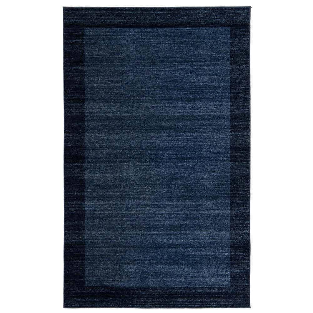 Navy Blue Rectangular Tufted Synthetic Indoor Area Rug