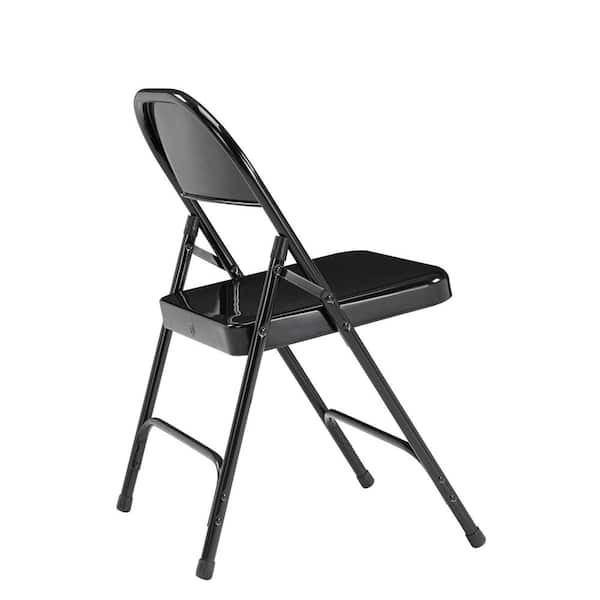 4-Pack Metal Steel Folding Chair with PU Padded Seats Black