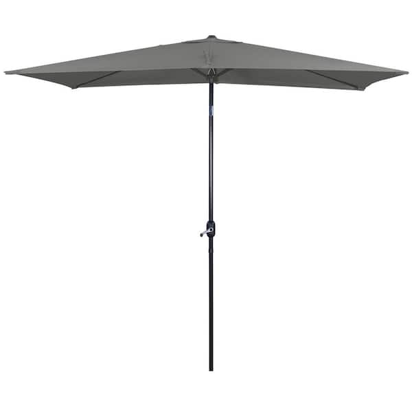 Flynama 10 ft. X ft. Crank Lift Outdoor Patio Rectangle Umbrella with 6-Steel Rids in Gray Not Included) SM-QY-R300GY - The Home Depot