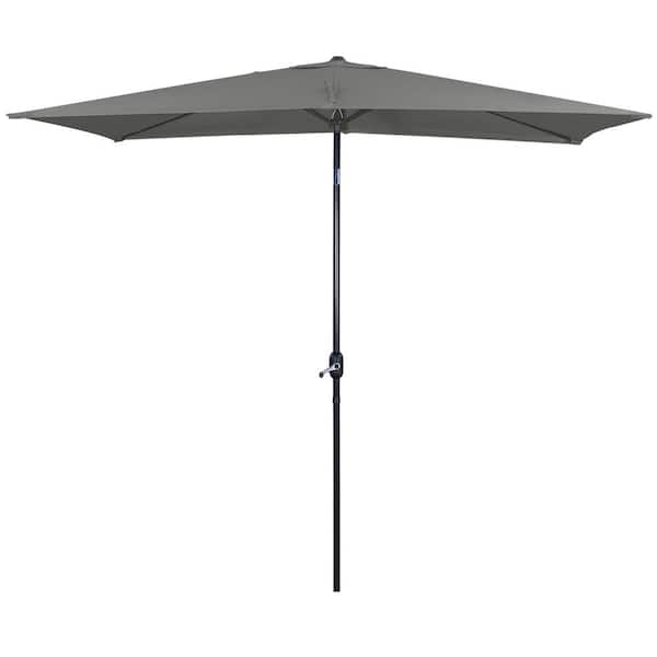 Tidoin 10 ft. x 6.5 ft. Steel Market Tilt Patio Umbrella in Gray