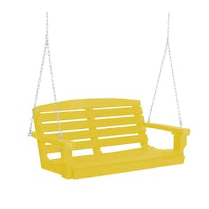 Classic 2-Person Lemon Yellow Plastic Porch Swing