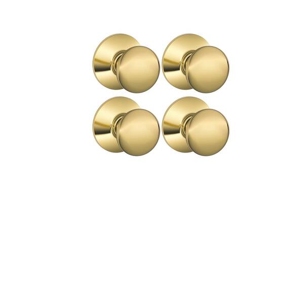 Schlage Plymouth Bright Brass Passage Hall/Closet Door Knob (4-Pack)