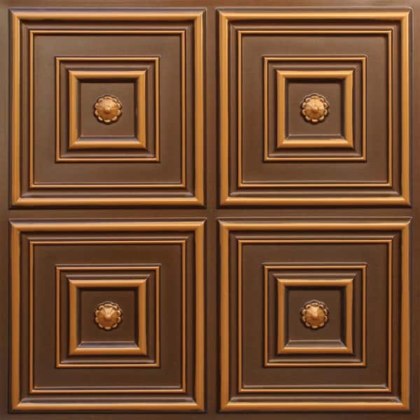 Falkirk Perth Antique Gold 2 ft. x 2 ft. Decorative Rustic Glue Up Ceiling Tile (40 sq. ft./case)