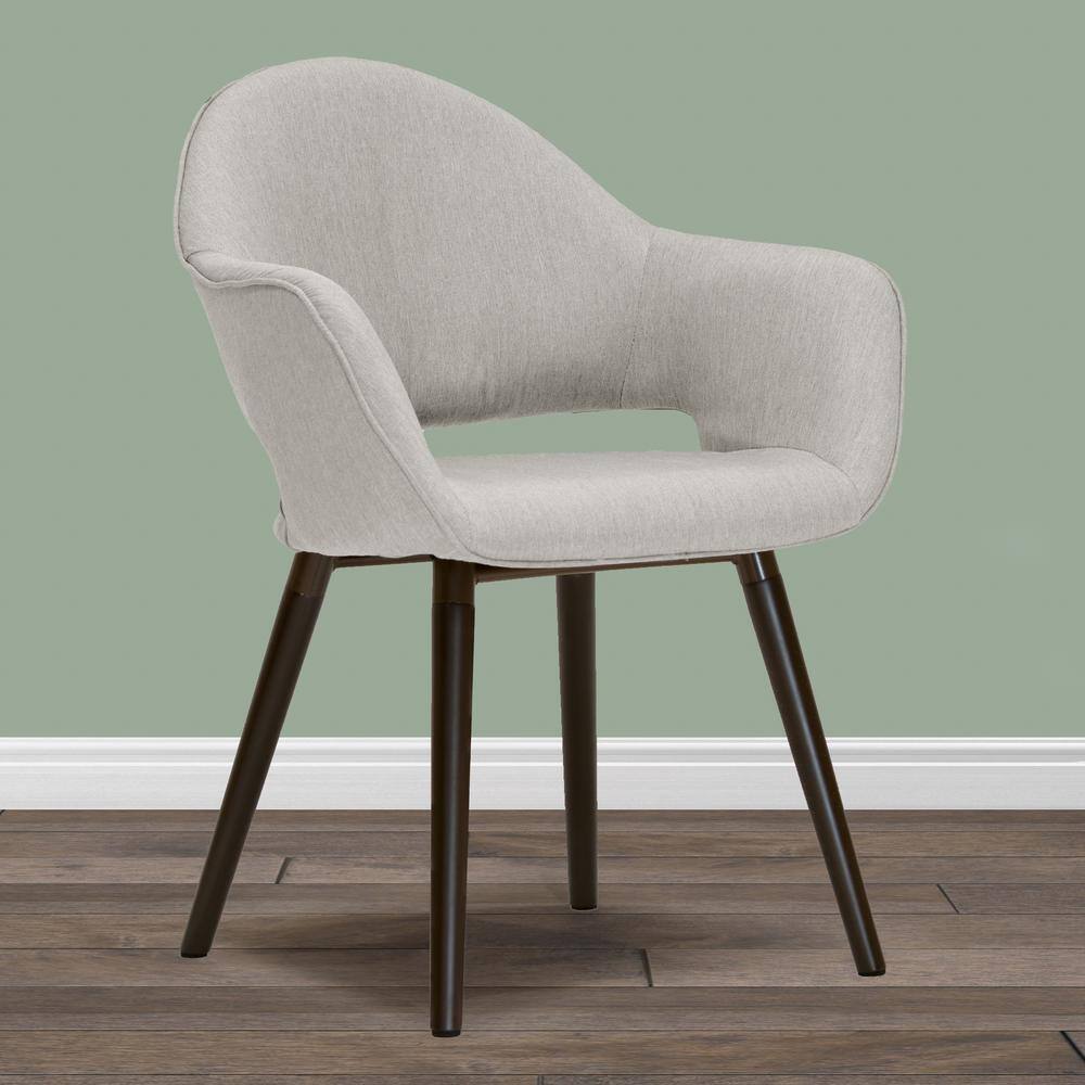 Beige Upholstered High Back Mid-Century Arm Chair