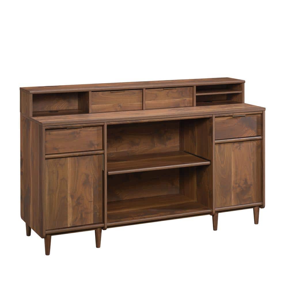 Grand Walnut Mid-Century Desk Hutch with Adjustable Shelf