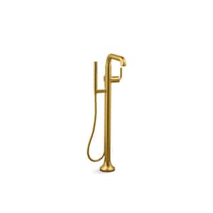 Tone Single-Handle Claw Foot Tub Faucet with Handshower in Vibrant Brushed Moderne Brass