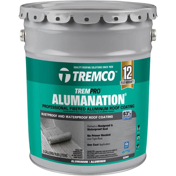 Tremco 5 Gal. 12-Year TremPro Alumanation Premium Fibered Aluminum Reflective Roof Coating