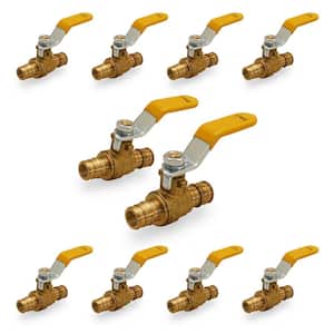 1 in. Heavy Duty Brass Full Port PEX Ball Valve with Expansion PEX Connection (10-Pack)
