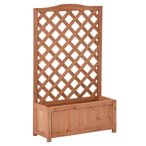 28 in. x 11 in. x 46 in. Brown Wood Raised Garden Bed with Trellis
