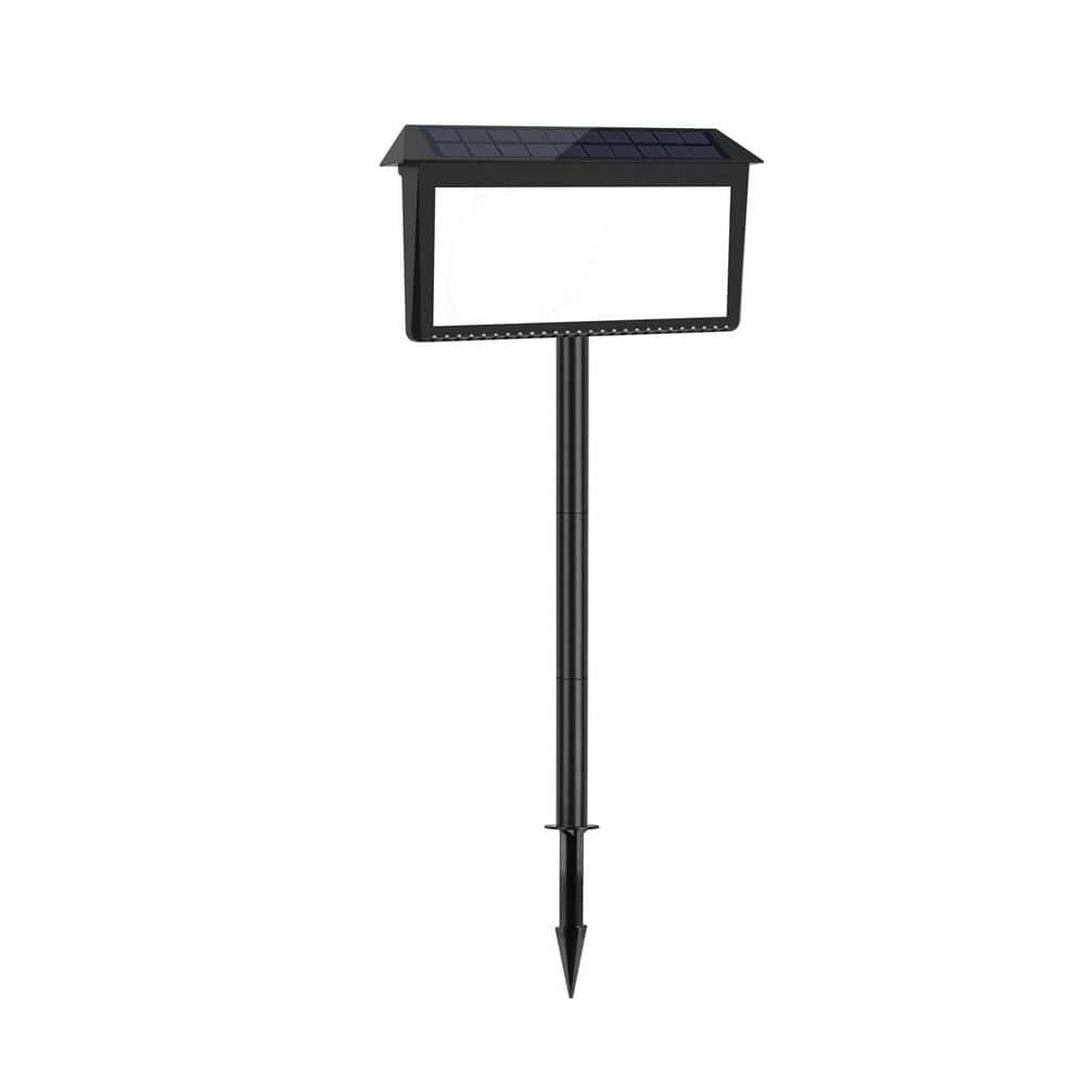 11 in. x 37 in. Black Plastic Solar Address Sign Garden Stake ...