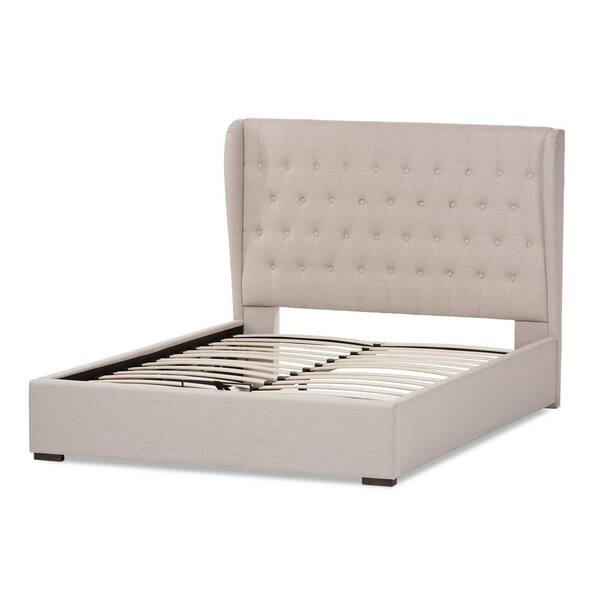 Baxton Studio Penelope Beige Fabric Upholstered Queen Platform Bed