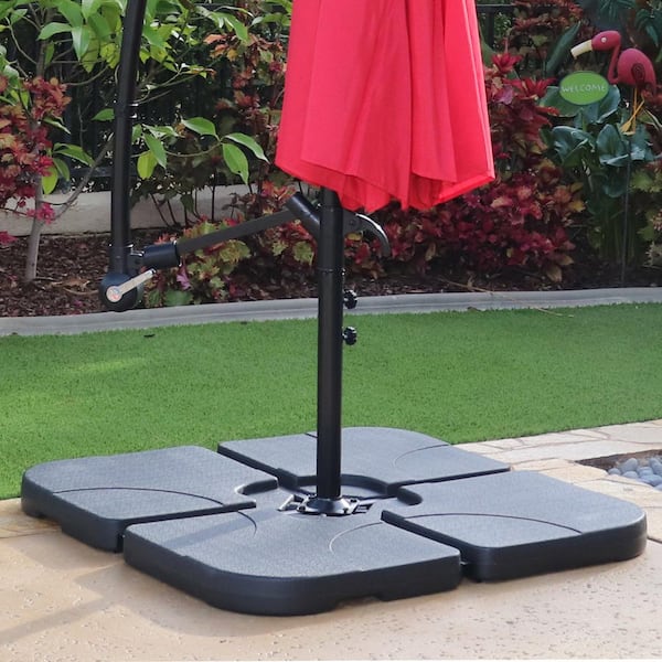 Maypex 130 lbs. Capacity Weighted Cantilever and Offset Patio Umbrella Base in Black (4-Piece)