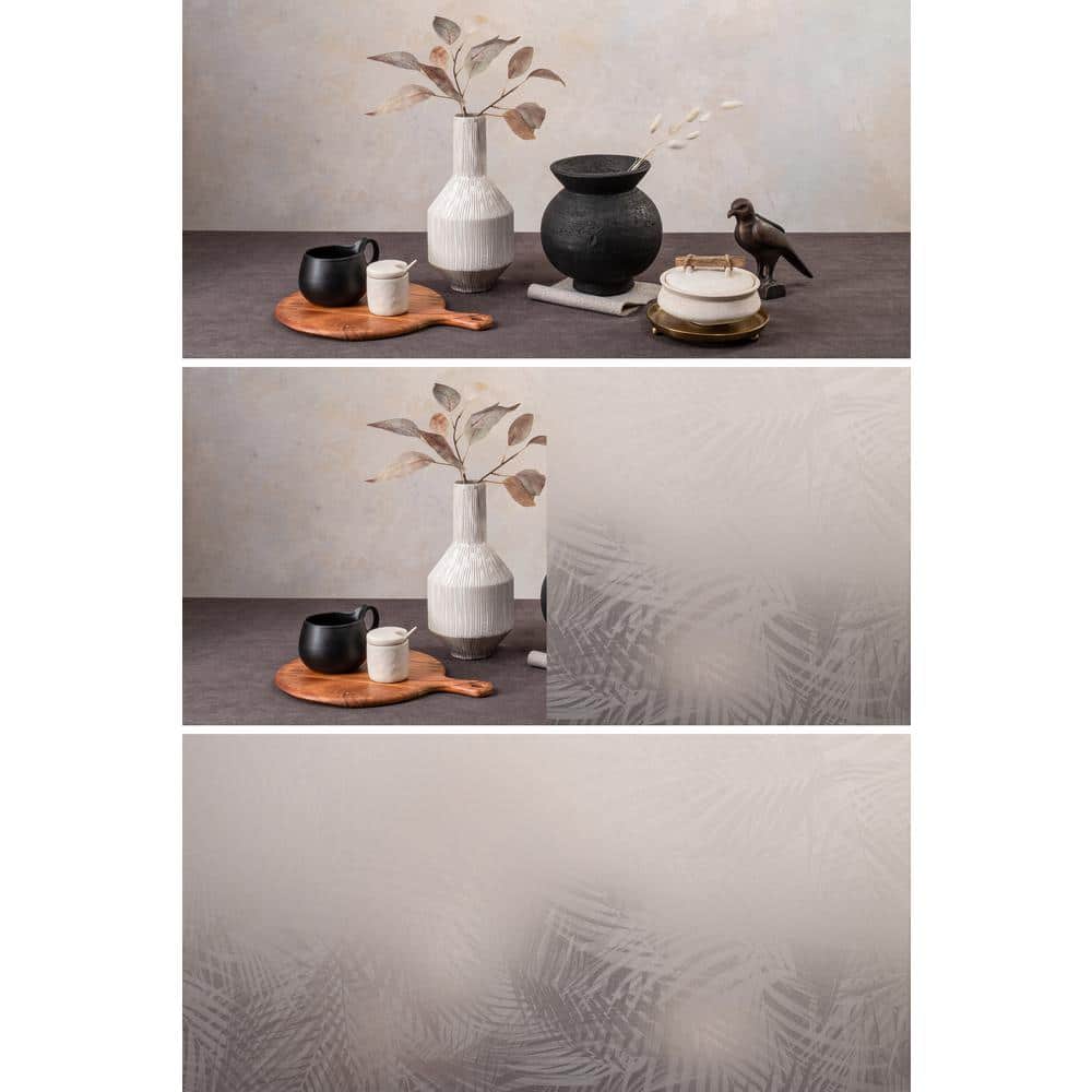 Clear Floral Etched Glass Privacy Window Film, 24" x 36"