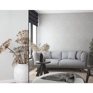 Woven Rattan White Matte Finish Vinyl on Non-Woven Non-Pasted Wallpaper Roll