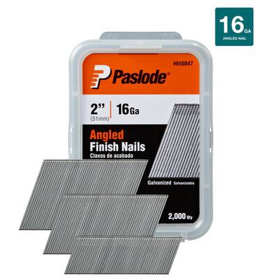 2 in. x 16-Gauge Galvanized Angled Finish Nails 2000 per Box