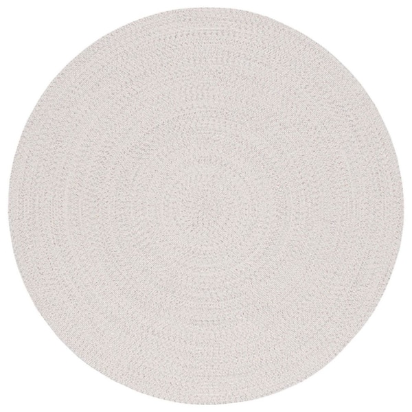 Braided Ivory/Light Gray 6 ft. x 6 ft. Machine Washable Concentric Woven Round Area Rug