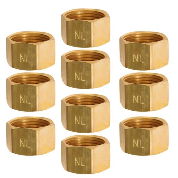 3/8 in. OD Compression Cap Brass for Use with Potable Water, Instrumentation, Hydraulic and Pneumatic Systems, 10-Pack
