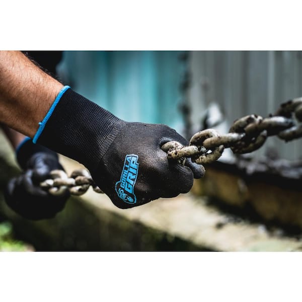 Color: Blue and Black 1-Pair Breathable Fingerless Work and Fishing Gloves with Ribbed Gripping Surface Gorilla Grip MAX Fingerless Gloves 