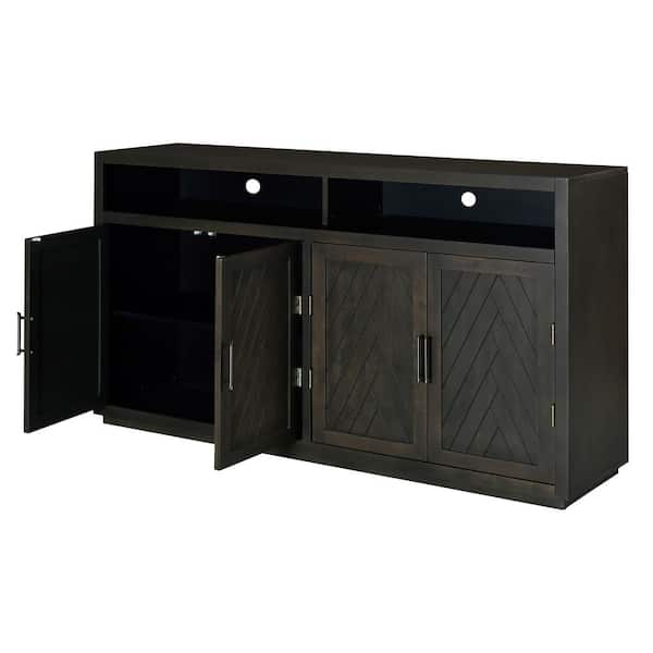 Runesay 60 in. W x 15.7 in. D x 33.36 in. H in Gray Brown MDF Ready to Assemble Floor Base Kitchen Cabinet Sideboard