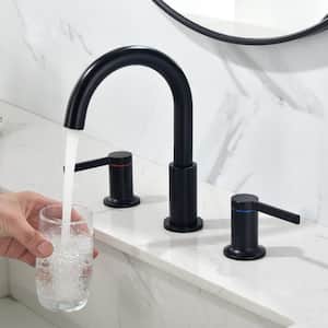 Lola 8 in. Widespread Double-Handle Bathroom Faucet in Matte Black